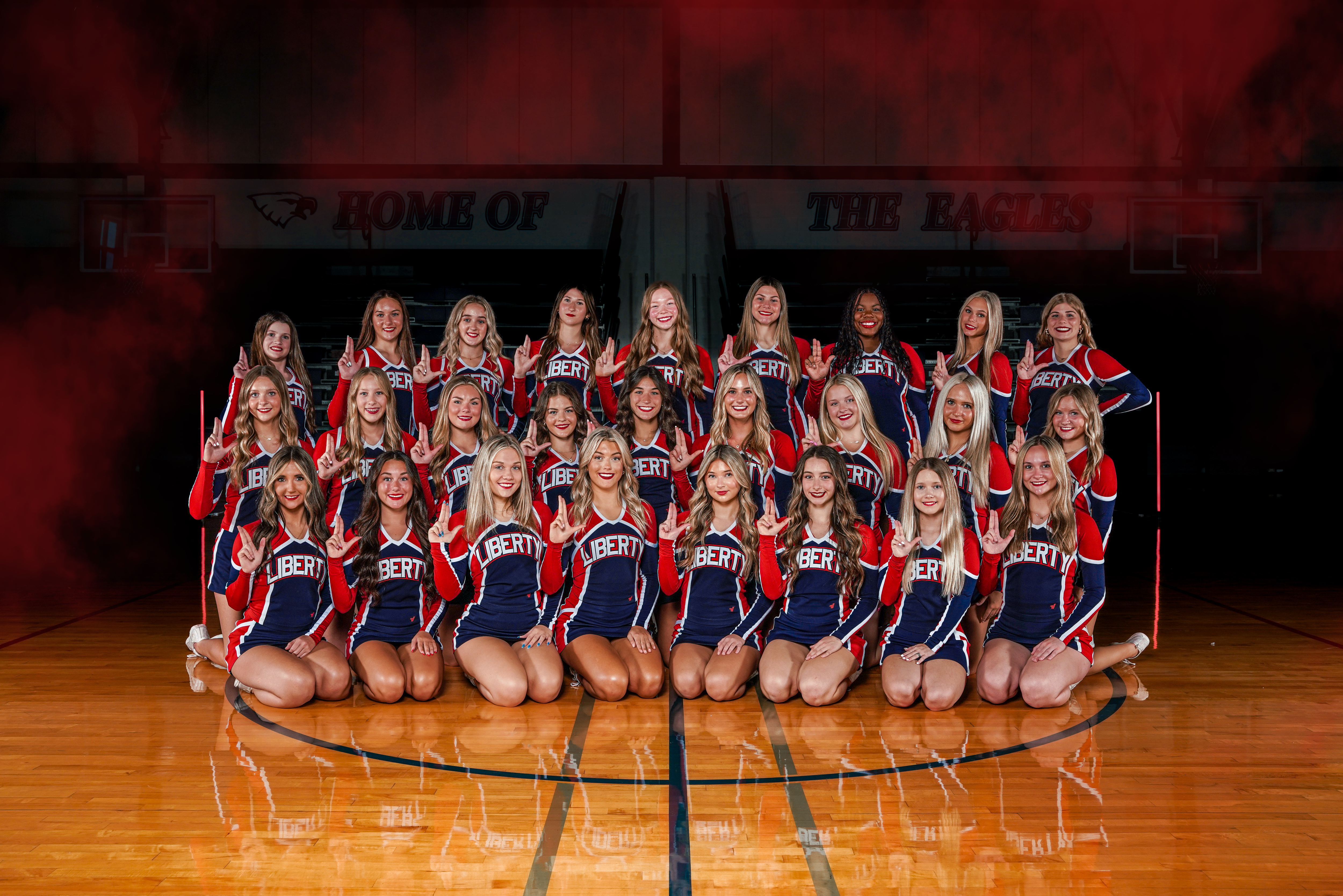 24_25 Liberty Cheer Team Group Photo Credit Becoming Varsity